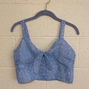 Floral Tie Front Crop Top